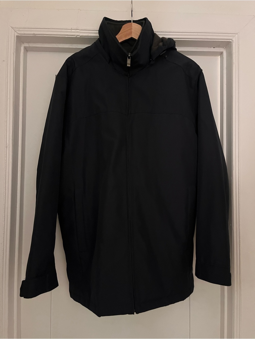 Weatherproof Men's Black Full-Zip Raincoat Medium hooded Navy